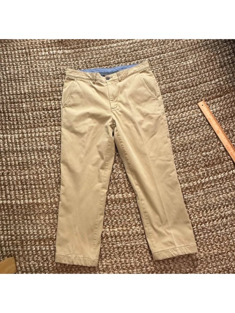 LL Bean Flannel Lined Chino Pants Mens 33x29 Tan Standard Fit 511527